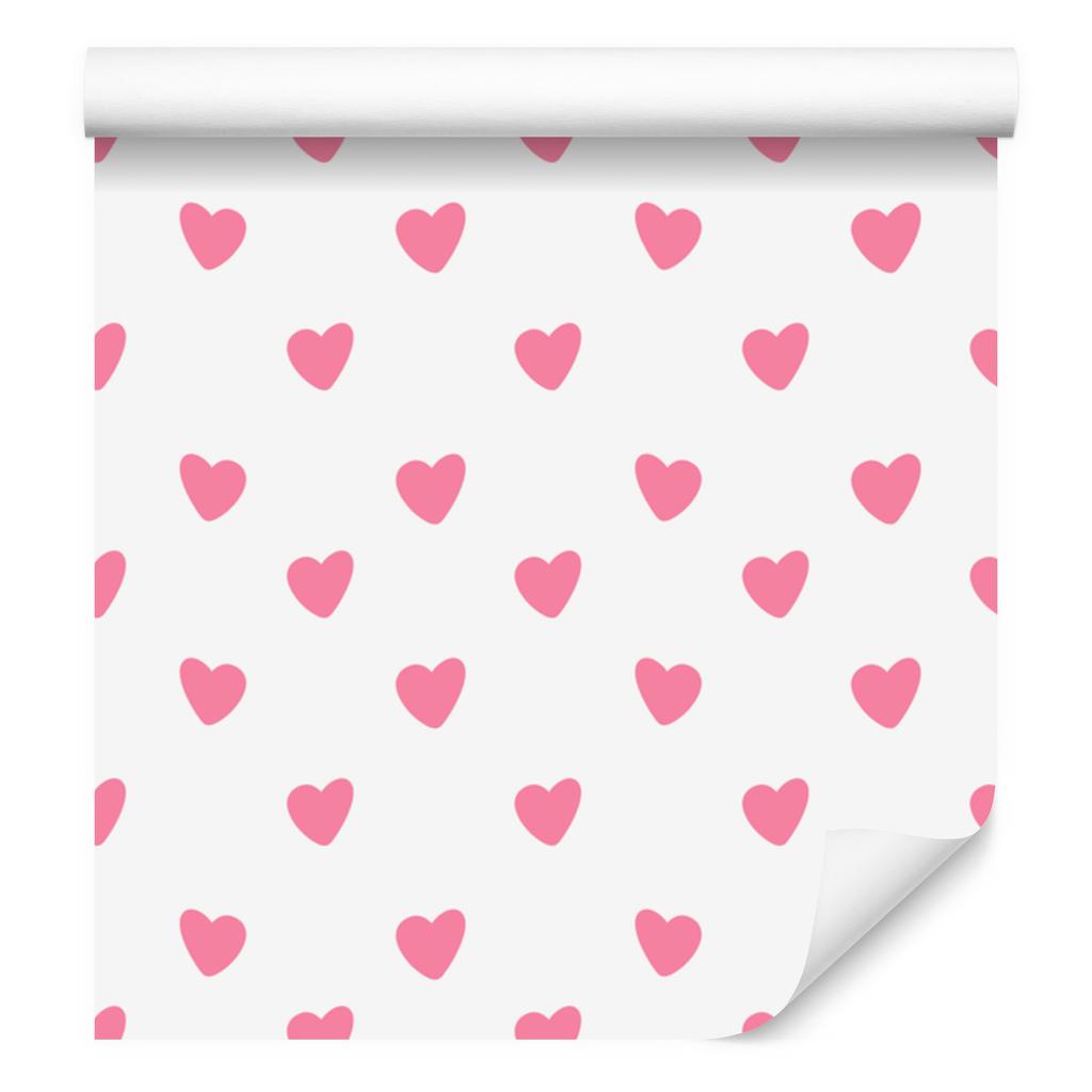 Hearts Wallpaper White and Powder Pink 50x1000