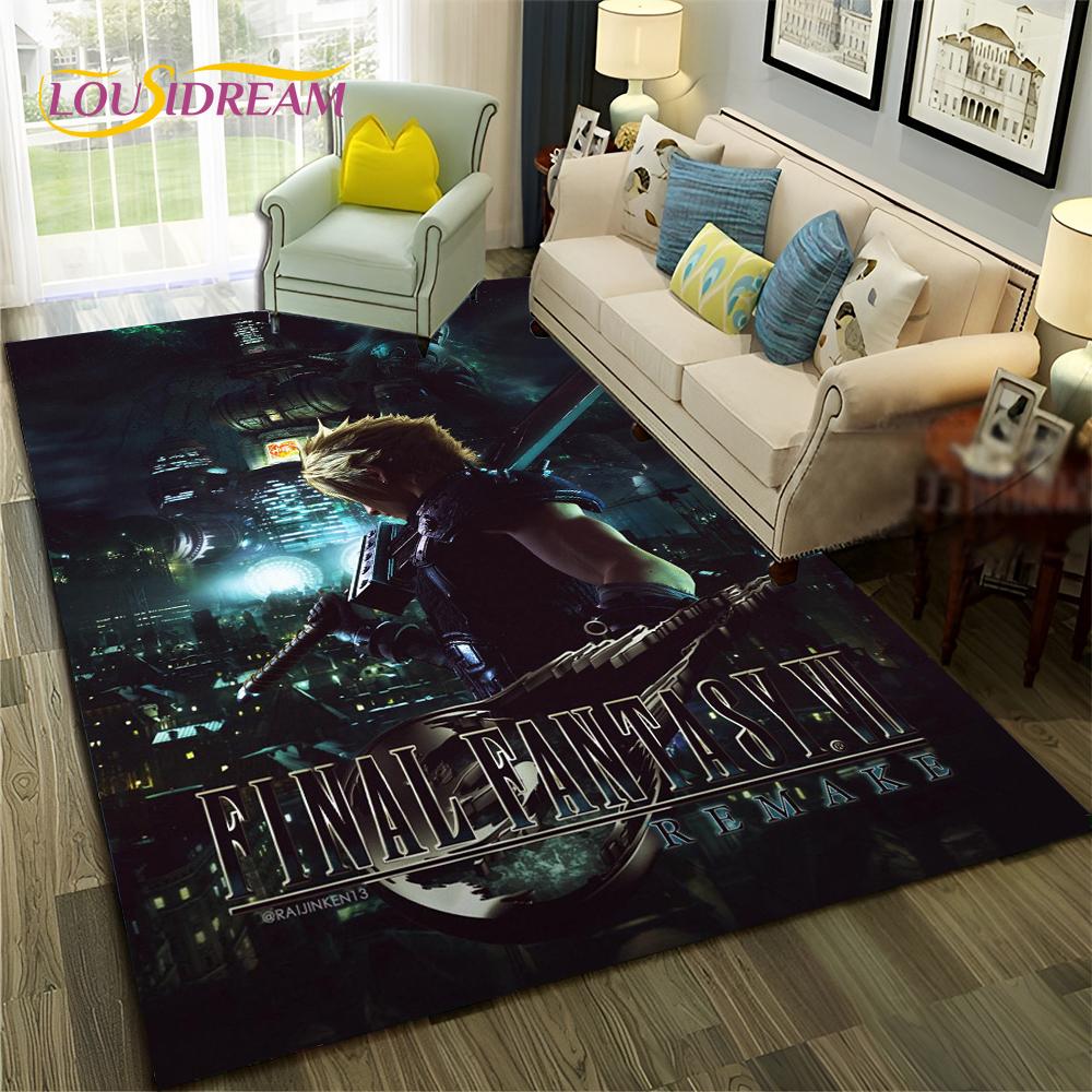 FF14 Gamer HD Final Fantasy Spiel 3D-Teppich für Zuhause, Wohnzimmer, Schlafzimmer, Sofa, Fußmatte, Dekor, Kinderbereich, rutschfeste Bodenmatte
