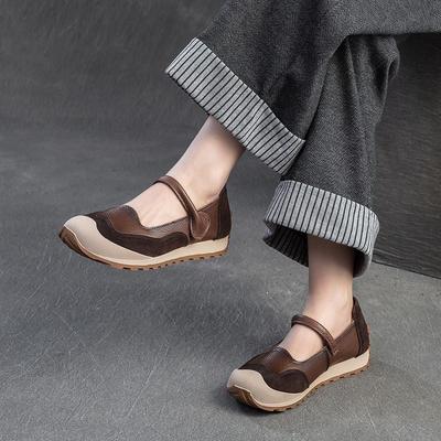 Pendler Echtleder Ballerinas Lässig Runde Zehenpartie Weichsohlig Flach Vielseitige Damenschuhe
