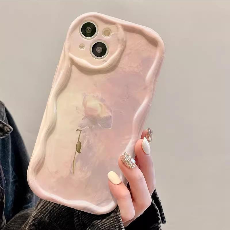Applicable To Apple 15promax Mobile Phone Case IPhone 14  13 Gradient Oil Painting Rose Silicone Soft Shell
