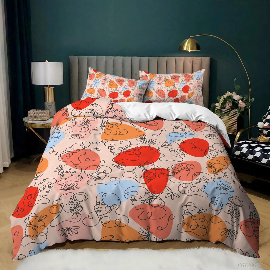 Colorful Abstract Art Duvet Cover Set 3 Piece Bedding Set for Girls Women Queen/King/Full/Twin Size Comforter Cover Quilt Cover