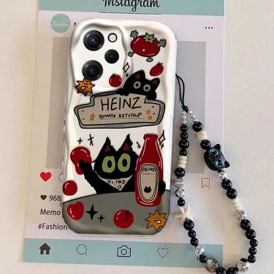 Black Cat With Bracelet Chain Case For Huawei MAGIC 7Lite Honor 200 400 Lite Pro 90 X5C X9D X9C SMART 5G X8C X8B X7D X7B X9B X6B