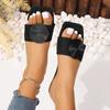 Women's Big Size Round Buckle Flat Bottom Casual Beach Sandal Slippers Summer Breathable Fashion Shoes for Outdoor