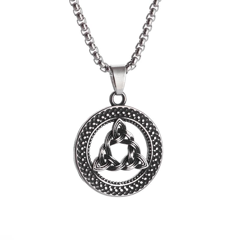 Vintage Valknut Pendant Trinity Celtic Knot Necklace Fashion Lucky Amulet Jewelry Gift for Men and Women