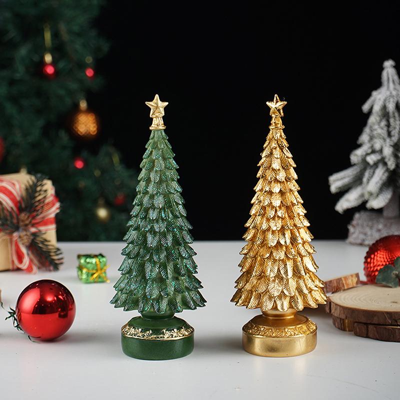 Harz Weihnachtsbaum Figur Weihnachtsbaum Tisch Mittelstück Schreibtisch Ornament Für Zuhause Wohnzimmer Bücherregal Feiertagsdekorationen