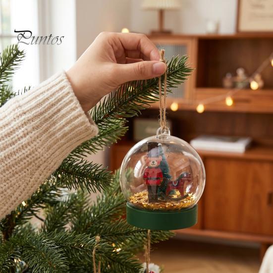 Fairy Tale Style Holiday Ornaments Crystal Ball Bear/Nutcracker Christmas Tree Hanging Ornament, Transparent Spherical Decor Supplies Pendant