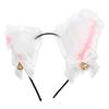Fluffy Cat Ears Headband Cute Plush Hair Band with Bell for Halloween Cosplay Costume PartyWhite