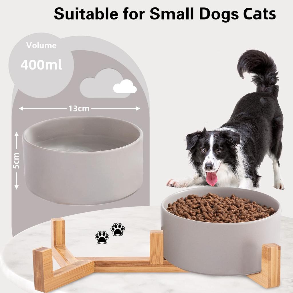 Miska dla kota Miski dla psa Koty Ceramiczne miski na jedzenie i wodę Zestaw Miska dla zwierząt ze stojakiem drewnianym Dla kotów Szczeniak Jedzenie Woda Karmienie Artykuły dla zwierząt