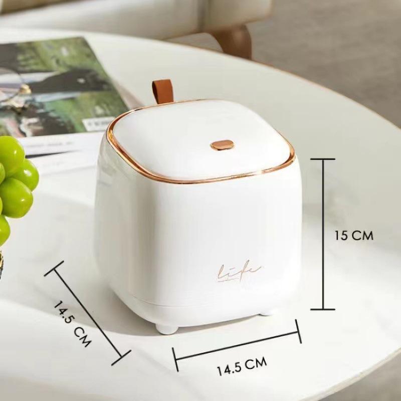 New Pressing Mini Desktop Trash Can Light Luxury Double-layer Coffee Table Bomb Cover Small Trash Can Storage Bucket Wastebasket