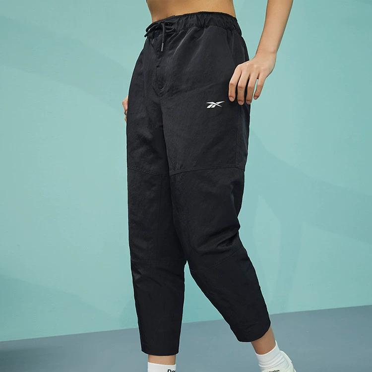 Reebok Solid Color Lace-Up Work Casual Pants Women Bottoms Black 23RMS602W001