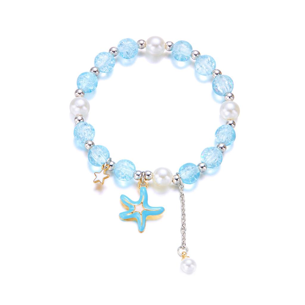 Elegantes Armband mit Anhänger aus Seesternschale, leichtes minimalistisches Schmuckstück, bequeme Perlen-Handkette, Geschenk für Frauen