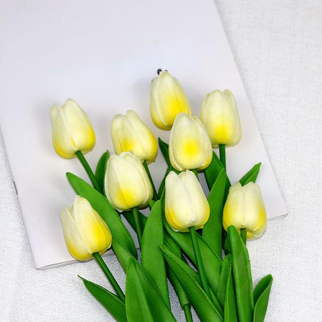 

1PC 34cm PU Tulip Real Touch Штучні квіти Tulip Buquet for Christmas Halloween Wedding Home Party Decor Fail Flowers 1 Branch світло-жовтого кольору