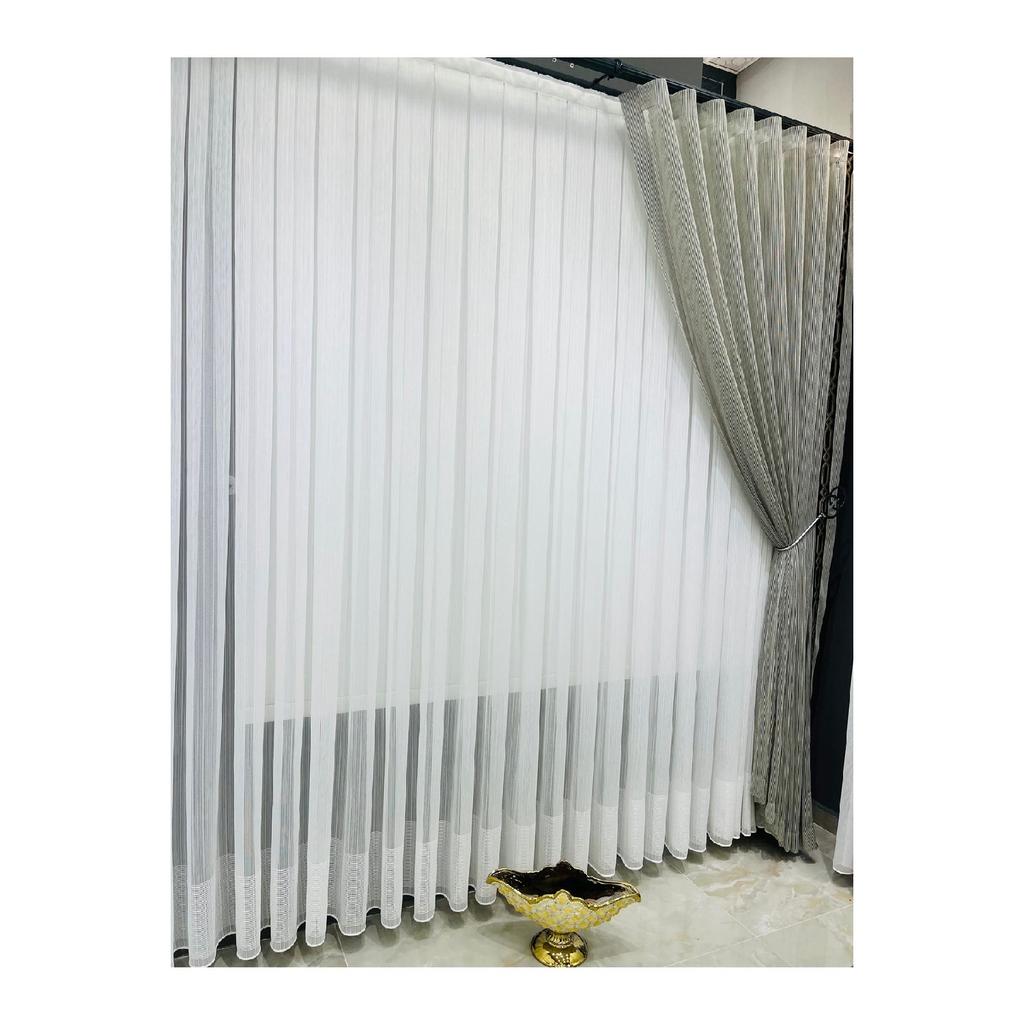 Ta Natural Border Tulle Curtain That Doesn't Require Ironing Closely Pleated