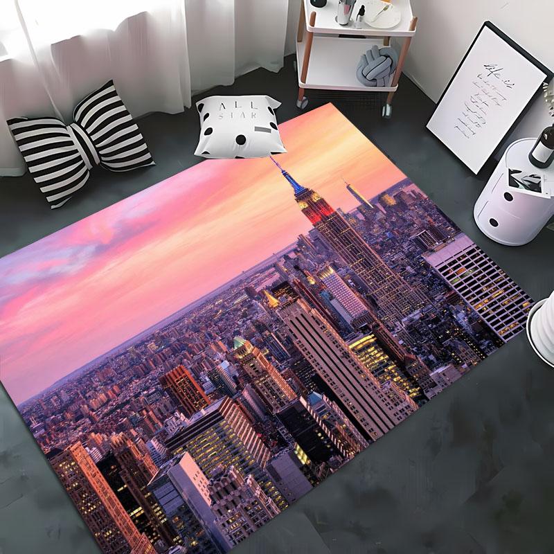 HD Printing New York City Theme Area Rug,Rugs Living Room Tapete for Bedroom Sofa Kitchen Doormat Decor,Kids Non-slip Floor Mat