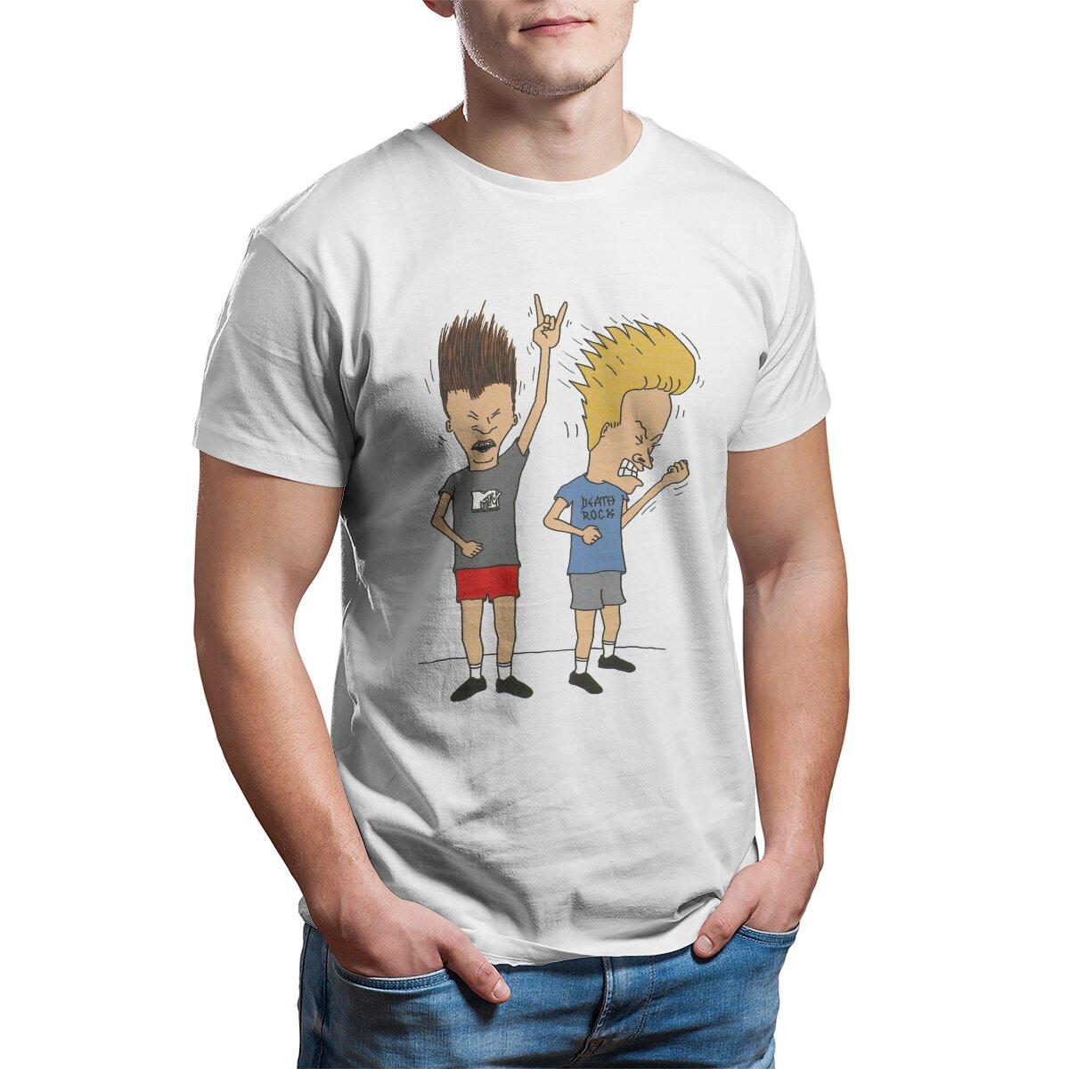 

Beavis and Butthead Funny Sarcastic Cartoon Rock Tshirt Graphic Men Tops Vintage Summer Clothing Harajuku Polyester T Shirt S