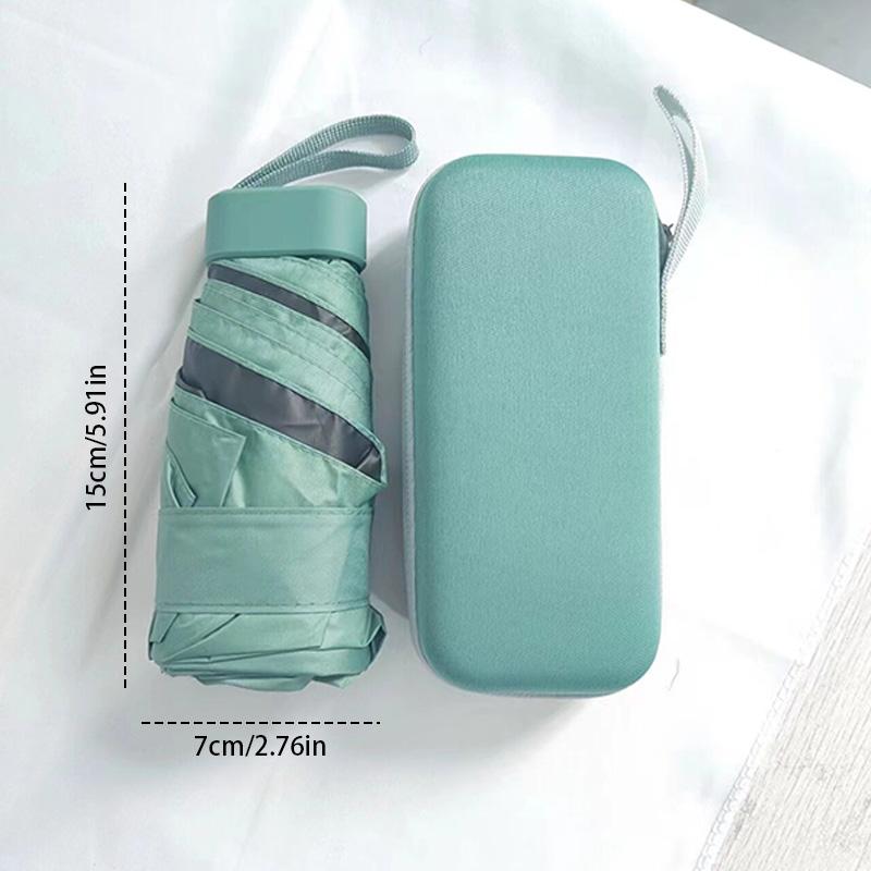 Mini Sunshade Umbrella,6-bone Umbrella On Sunny And Rainy Days, Convenient For Outdoor Travel And Umbrella With Storage Pocket
