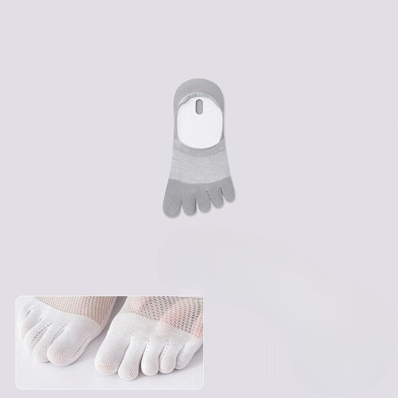 Men's Summer Thin Cool Sense Antibacterial Breathable Sweat Absorption Foot Odor Invisible Five Finger Boat Socks