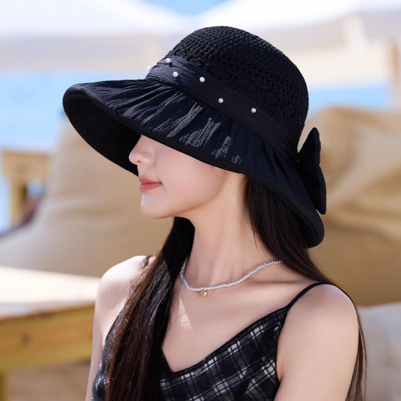 Summer Sun Protection Hat For Women With Large Brim Packable Breathable Polyester Fashionable Floppy Hat For Beach Sunshade
