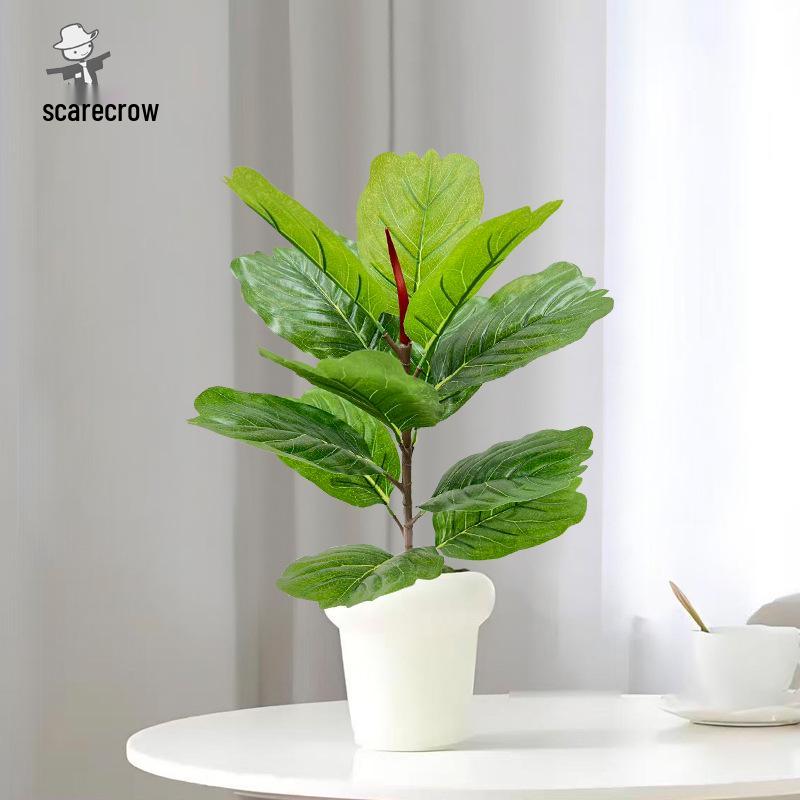 Nordic Style Luxury Fiddle-Leaf Fig Faux Plant - Dragonfly Leaf Potted Tree
