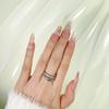 Elegant Nude Pink Rhinestone Press-On Nails with Pearl Chain and Exquisite Nail Art Stickers