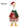 Decorative Patched Goose Clothing Set Christmas Porch Outfit, Festive Poinsettia Costume, Winter Holiday Outfit Clothes with Hat, Seasonal Apparel for