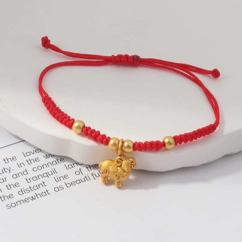 Handmade Red String Bracelet Gold Plated Zodiac Sheep Charms Adjustable Size Good Luck Gifts Daily Wear Fashion Jewelry