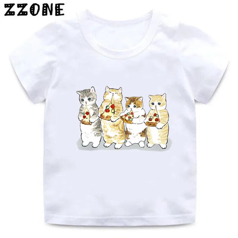 Cute Cat Drawing Print Kids Cartoon Funny TShirts Harajuku Casual Kawaii Baby Boys Summer T Shirt Children Tops Girls Clothes