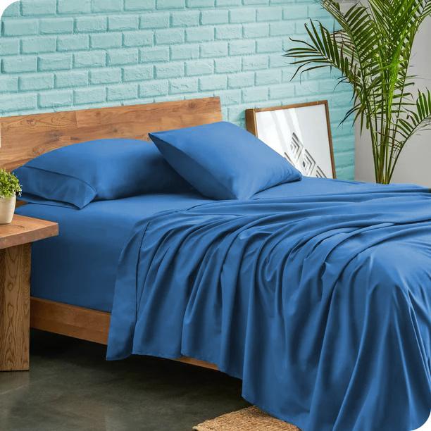 طقم مفروشات فاخر مكون من 4 قطع 600 خيط 100% قطن مصري نمط سادة بجيوب عميقة 30 سم – طقم مفروشات فائق النعومة ومتين بجيوب عميقة لجميع المقاسات