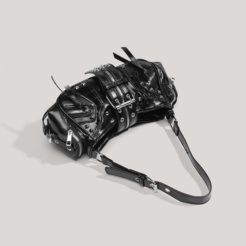Crossbody Bag Vintage Motorcycle Bag Rivet Underarm Bag Trendy For Daily Commute Elegant Outfits Fashion Street