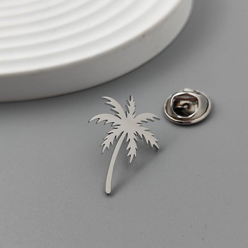 Three Dimensional Coconut Tree Brooch Cufflinks Creative Personality Simple Versatile Cutting Accessories Jewelry