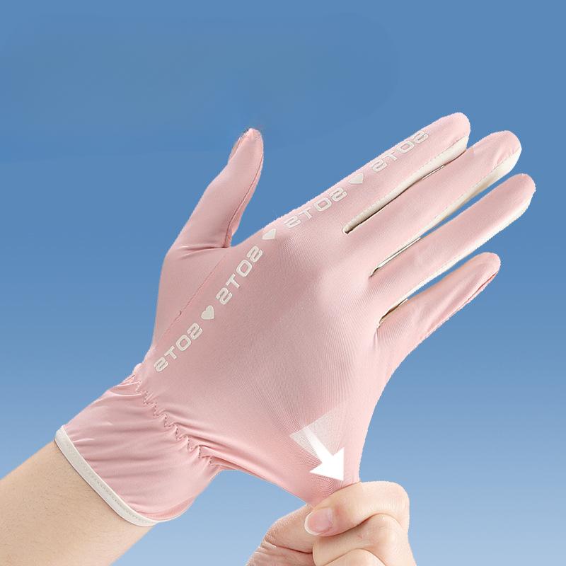 Summer Women's Sunscreen Gloves UV Anti Ultraviolet Thin Cool Outdoor Riding Ice Wire Gloves Anti Slip and Breathable