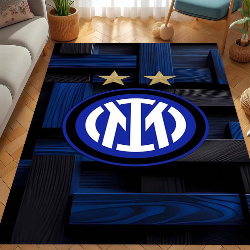 Tappeto con Stemma Inter Milan Stampa Artistica Adatto a Tutte le Stagioni Arte Moda Decorazione per Dormitorio