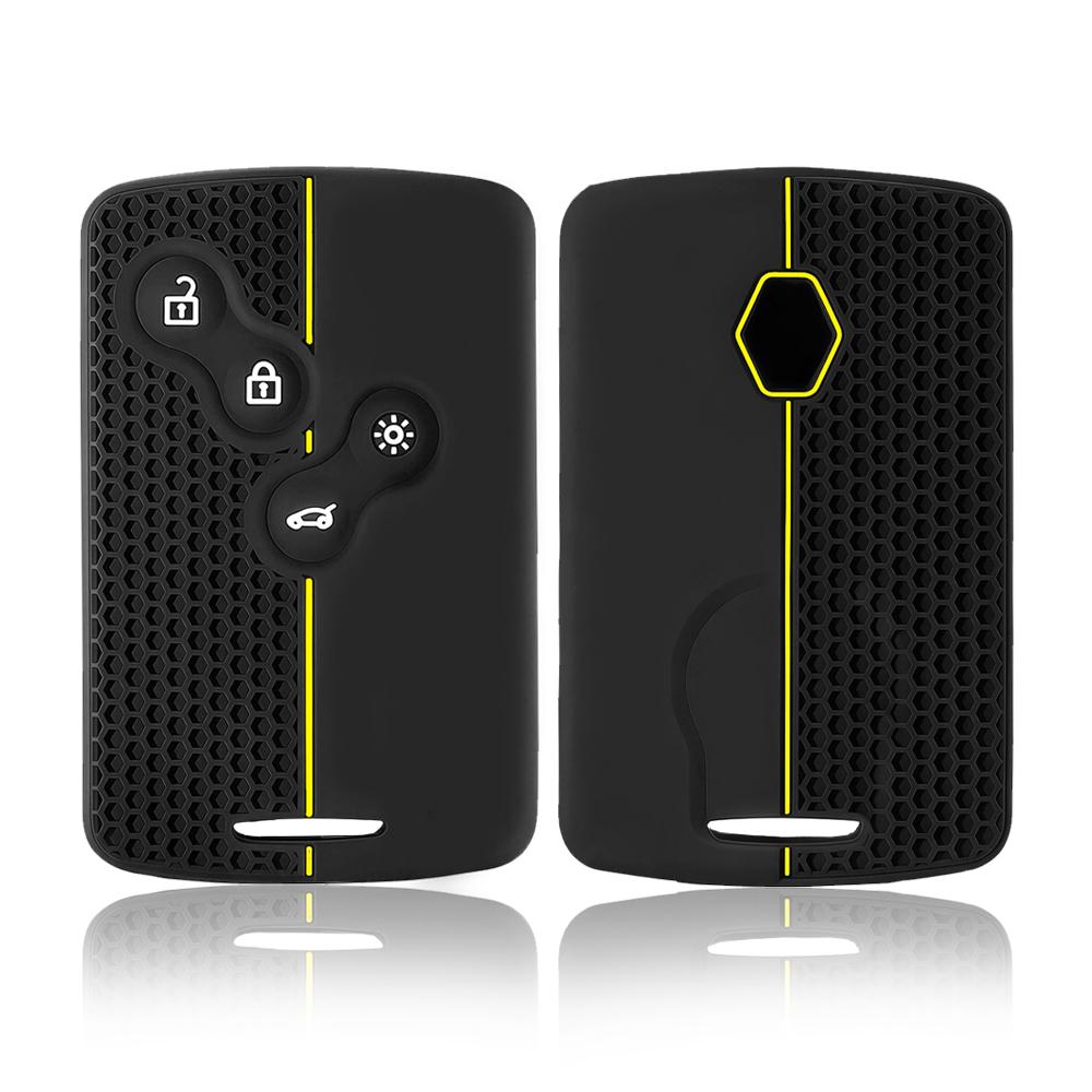 Silicone Key Case for Renault Megan 3 Laguna Fluence NEMA Clio 4 Captur Zoe Card 4 Button Key Cover Remote Protection Keychain