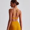 Fashion Nude Feel Spaghetti Strap Cross Beauty Back Exercise Bra Women's Sexy Yoga Vest Pilates Workout Underwear