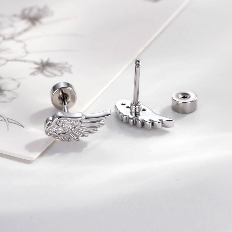 1Pc Women Creative Fashion Wings Ear Bone Nails angel earrings minimalist  Handmade