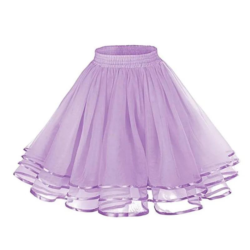 Women Petticoat Tutu Under Skirts Crinoline Three Layers Ribbon Gauze Tulle Skirt Vintage Bridal Slips Rockabilly