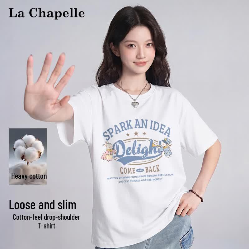 La Chapelle Women s Pure Cotton Loose Fit Printed Short Sleeve T-Shirt L