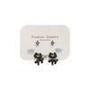 Adorable Black Kitten Stud Earrings: Silver Needle, Cute Tail Design for Women
