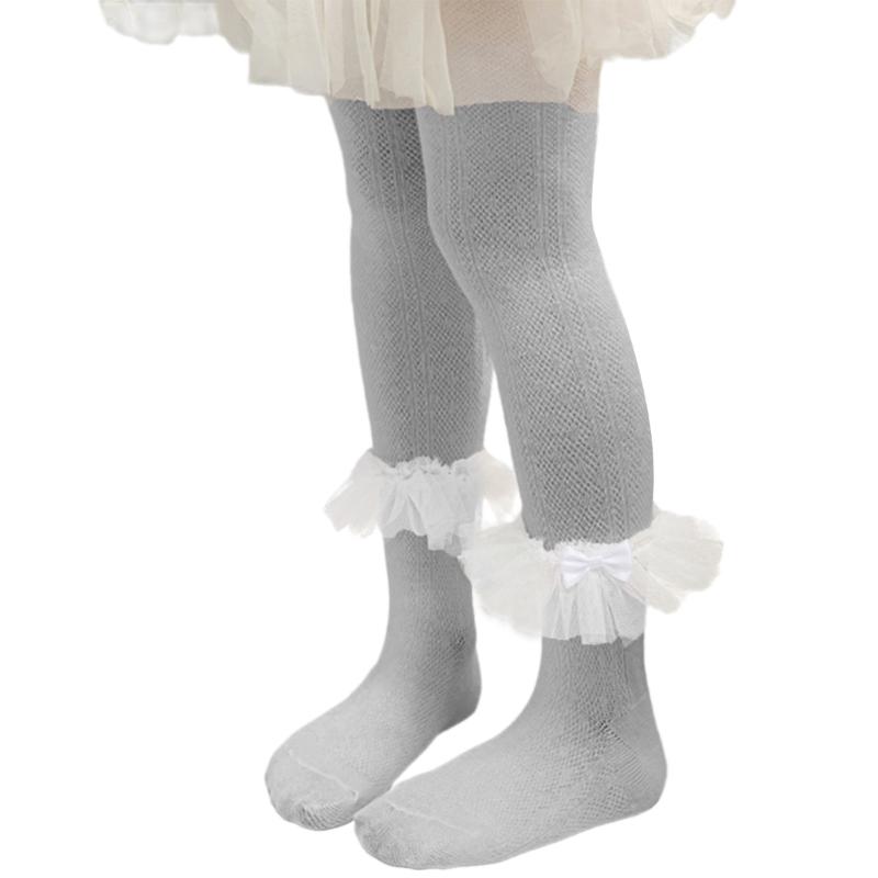 

Stretchy Cotton Infant Stockings for Newborns Girls Aged 0 to 12 Years Elastic Waist Baby Tights Breathable Design XXL сірий колір