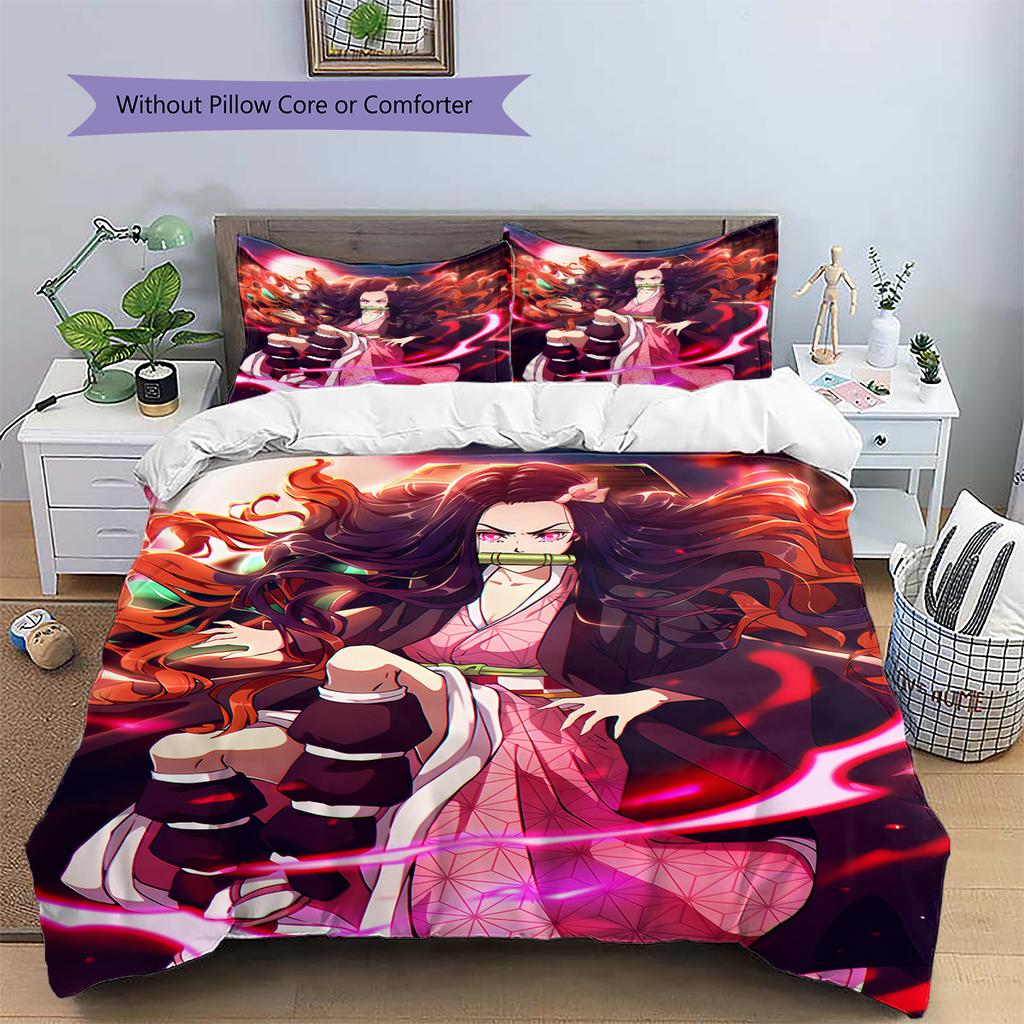 Demon Slayer Japanese Style Bedding Set Duvet Cover Pillowcase No Filler, Soft Home Bedroom Decor, Perfect Gift for Fans.chl