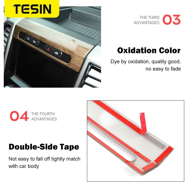 TESIN ABS Car Emergency Light Switch Panel Decoration Cover Trim Stickers for Ford F150 2015 Up Car Interior Accessories