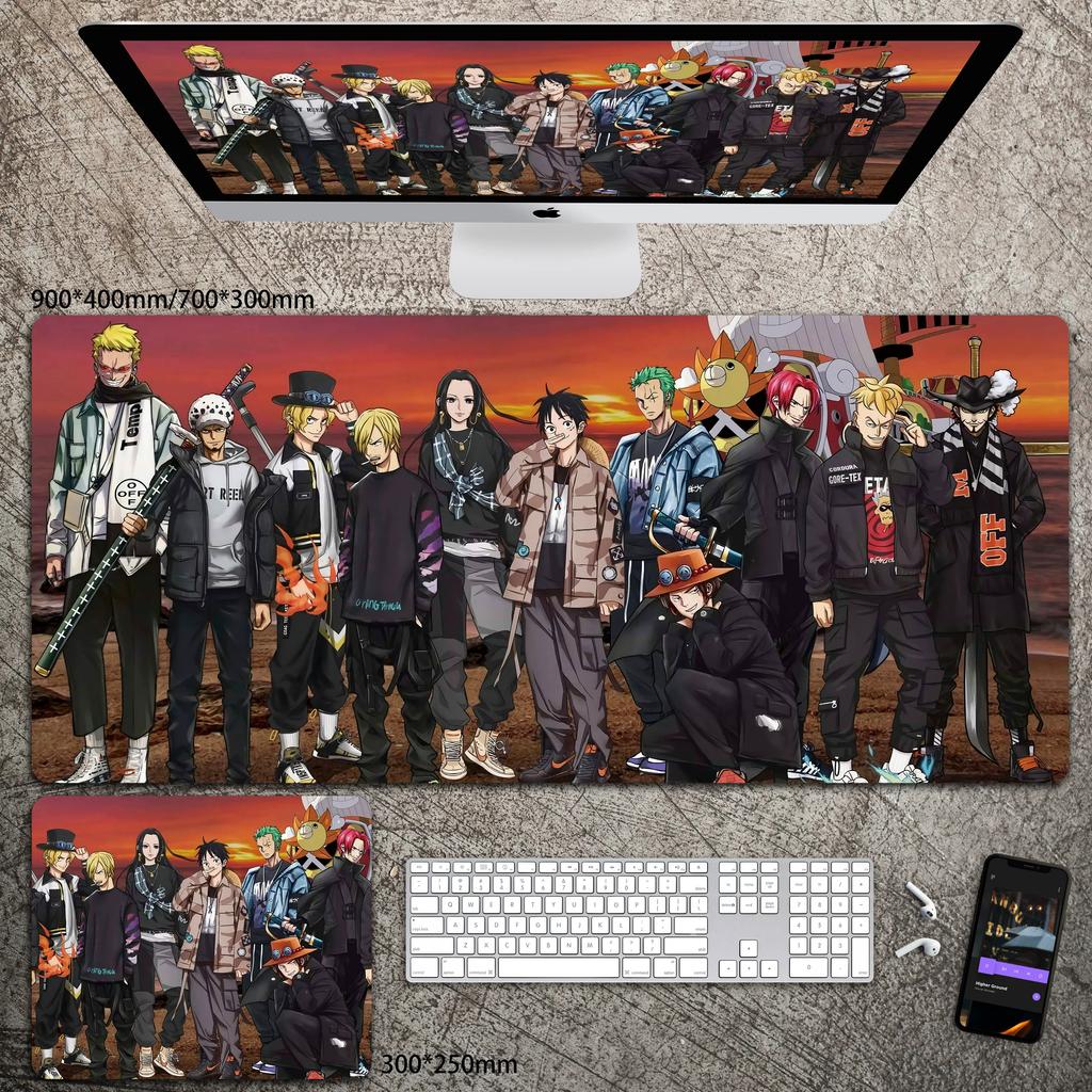 Hohe Auflösung ONE PIECE Leder-Mauspad Luffy Schreibtisch-Pad Rutschfest Wasserdichtes Mauspad Übergroß Jungen Animation E-Sport Spiel Tastatur-Pad