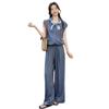 Summer New Fashion Suit Women's Lapel Sleeveless Shirt Temperament Thin Straight Pants Two-piece Suit