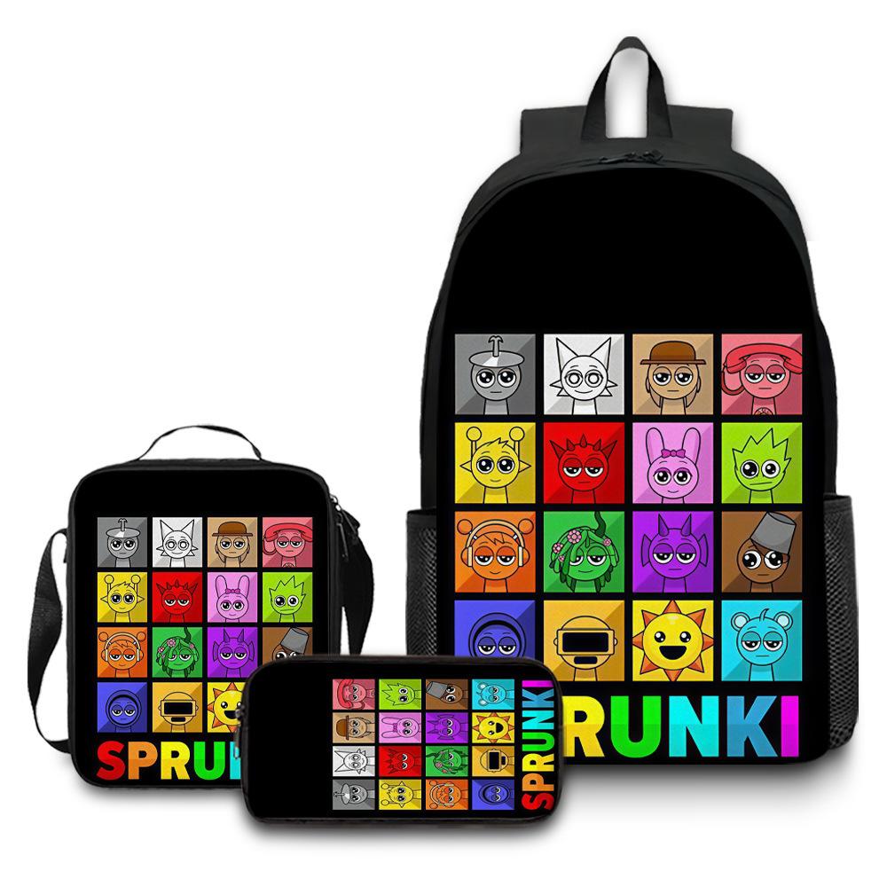 Rhythm Box Game Merchandise Schooltas Sprunki Cartoon Rugzak Lunchtas Etui Drie Delig Set