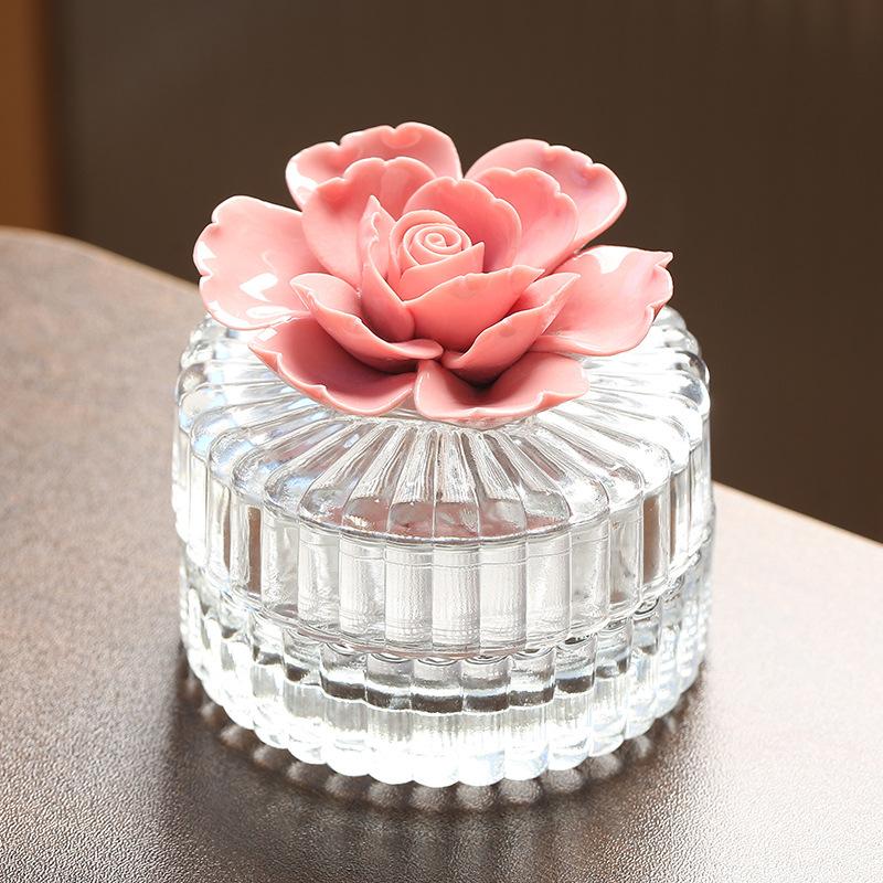 

Керамическая коробка для хранения стеклянных цветов, изысканная стеклянная емкость для хранения, домашняя емкость для хранения, креативные подарки для домашнего декора