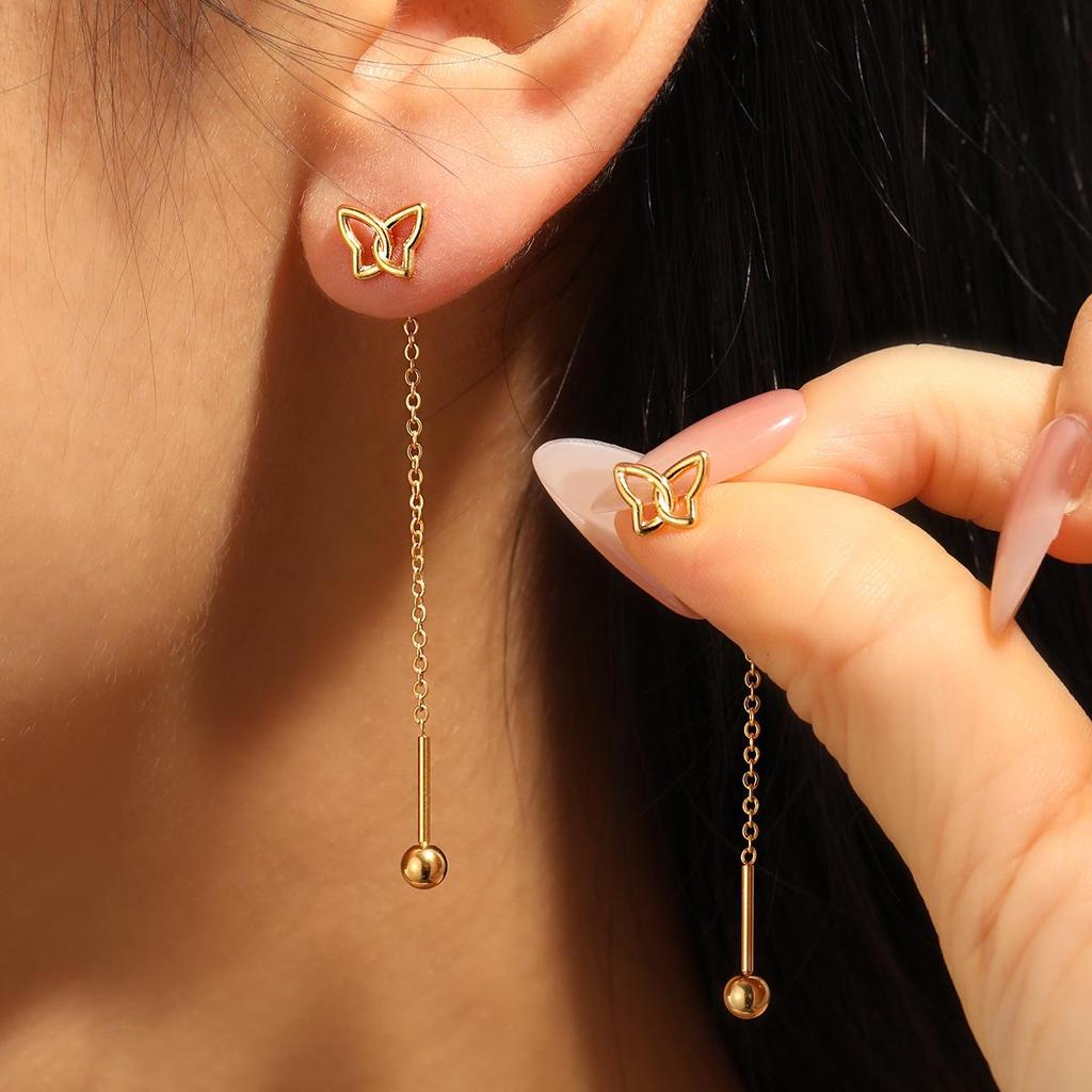 High-End Korean Style Titanium Heart Earrings - Anti-Drop & Anti-Snag Design for Women