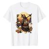 Samurai Katze ADHS Arbeit Ordentlich T-Shirt Lustiges Japanisches Stil Grafik T-Shirt für Unisex Kurzarm Lässiges Oberteil Einzigartiges Parodie Geschenk Präsent
