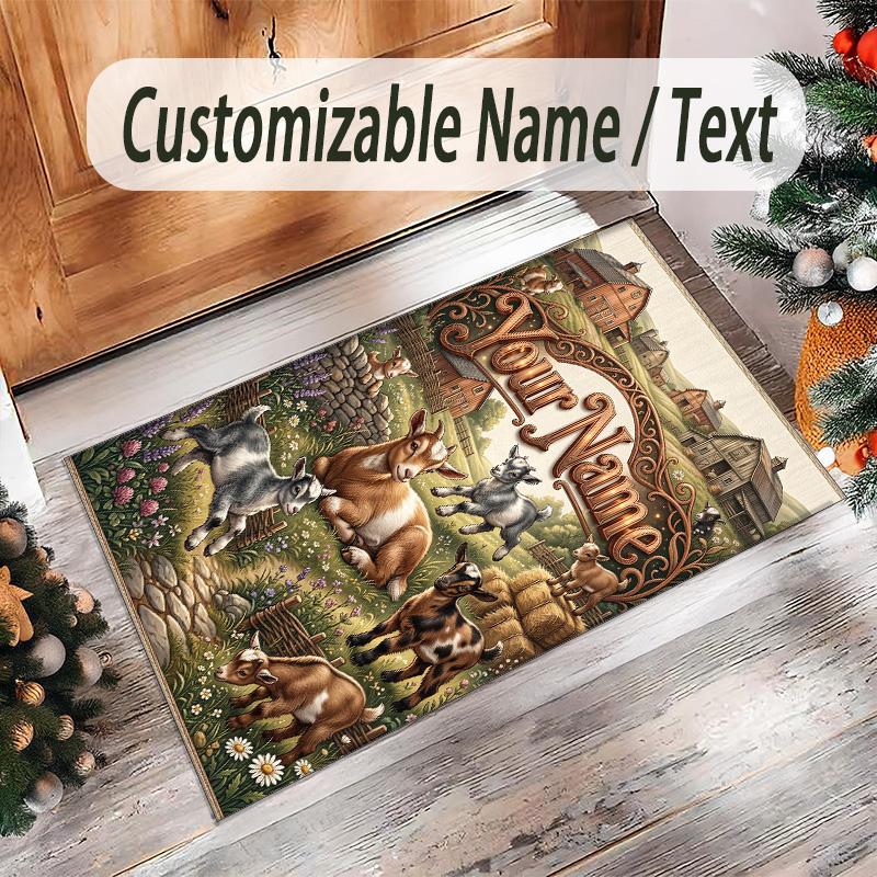 Farm Country Theme Crystal Velvet Rug Personalized Custom Name Text Soft Floor Mat Home Decor