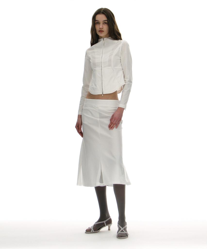 Partimento Woman Mesh Layer Gored Midi Skirt_White