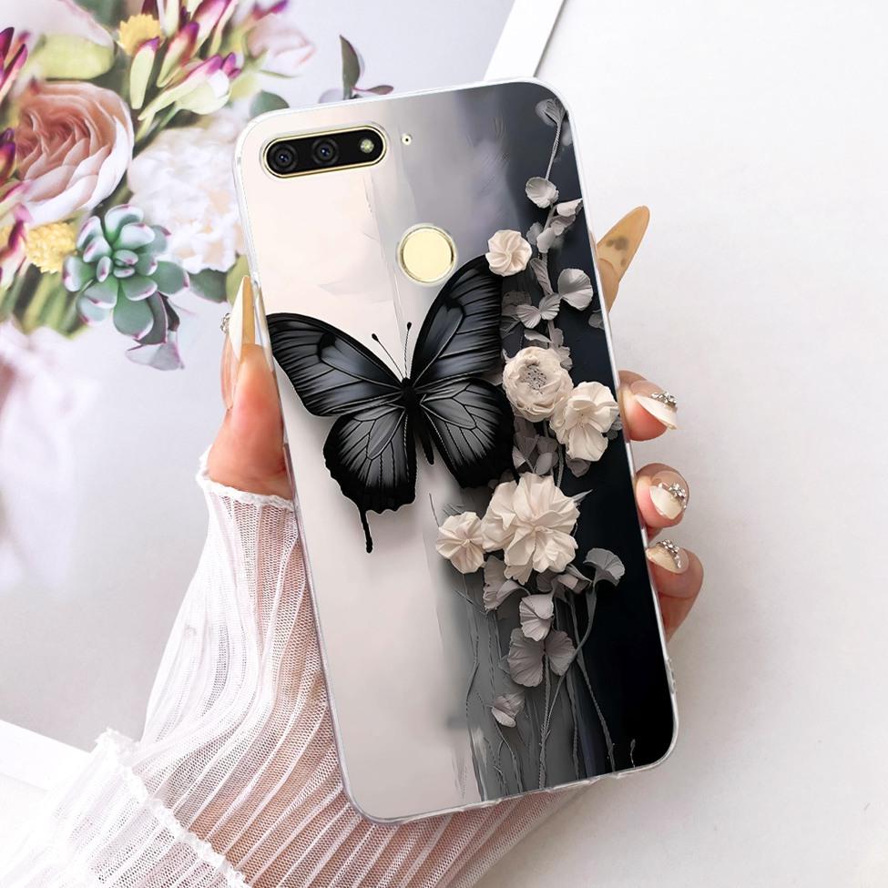 For Huawei Y6 Prime 2018 Case Transparent Cute Fashion Butterfly Funny Painted Casing For Huawei Y6Prime 2018 ATU-L31 ATU-L42